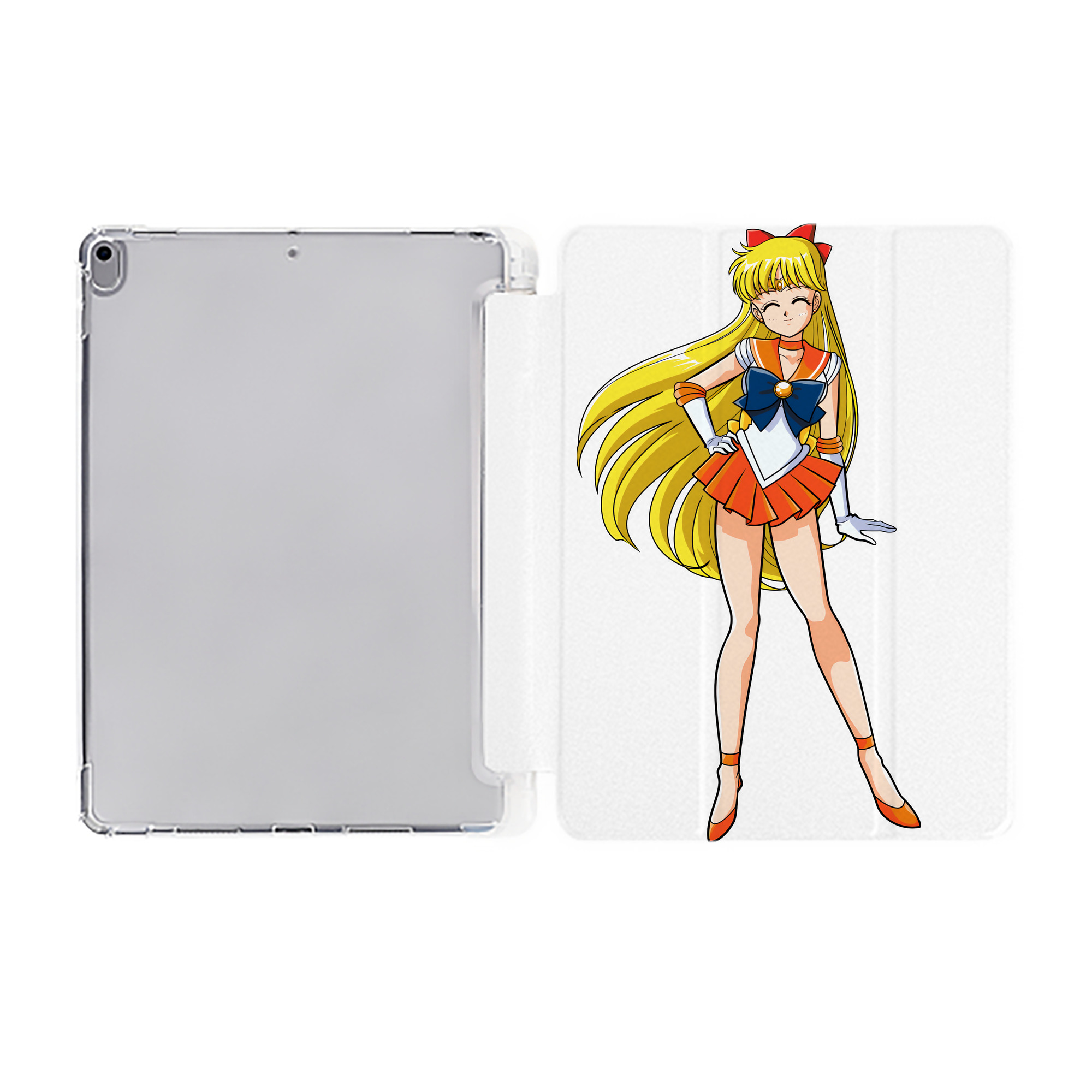 （画像用） 美少女戦士セーラームーン 愛野 美奈子 あいの みなこ Sailor Moon Aino Minako IPad ケース ペン収納付き 三つ折りスタンド PUレザー×シリコン 対応機種9.5/10.5/10.9インチ